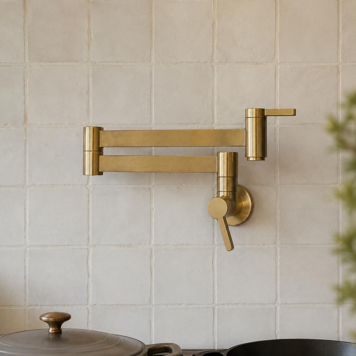 Denver Brass Pot Filler - Unlacquered Brass
